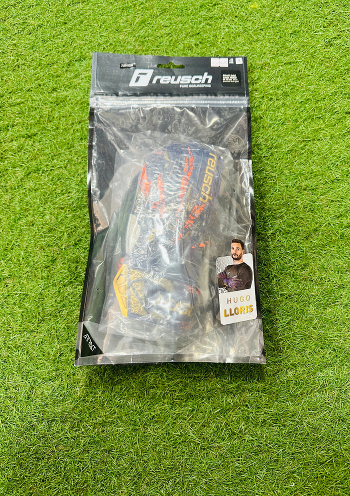 Reusch Attrakt Solid Ch99 Football Junior Goalkeeper Gloves - Blue/Gold