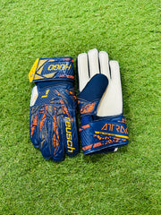 Reusch Attrakt Solid Ch99 Football Junior Goalkeeper Gloves - Blue/Gold