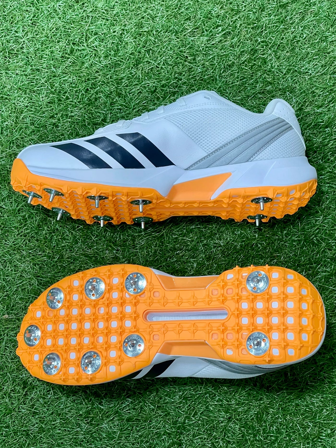 Adidas 22YDS Spike Cricket Shoes - White/Orange