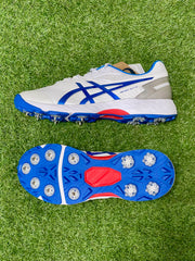 Asics 350 Not Out FF Spike Cricket Shoes - White/Tuna Blue image 1