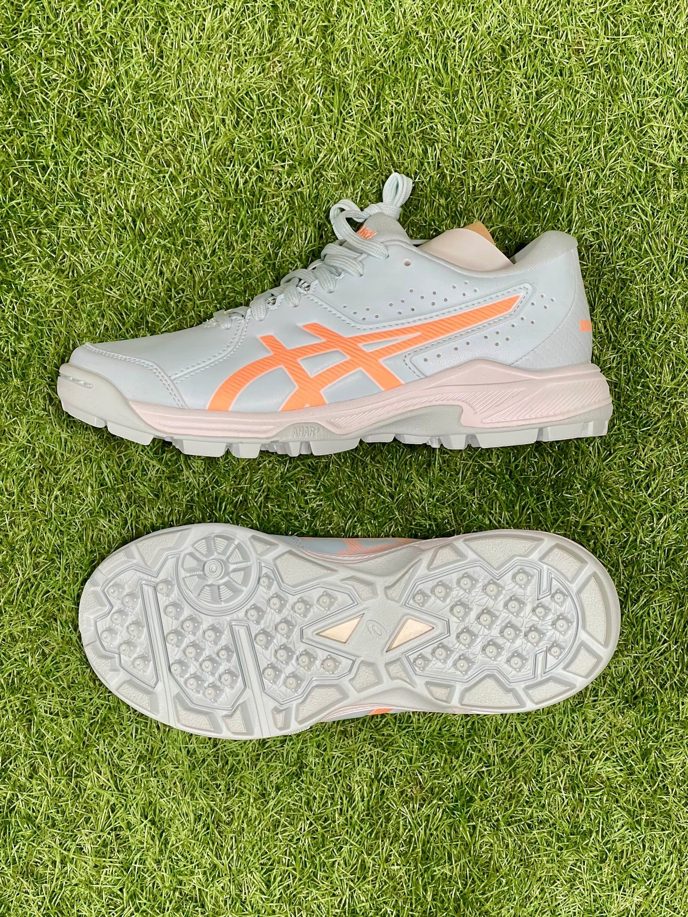 Asics Gel Peake 2 GS Rubber Cricket Shoes - Cool Grey/Bright Sunstone