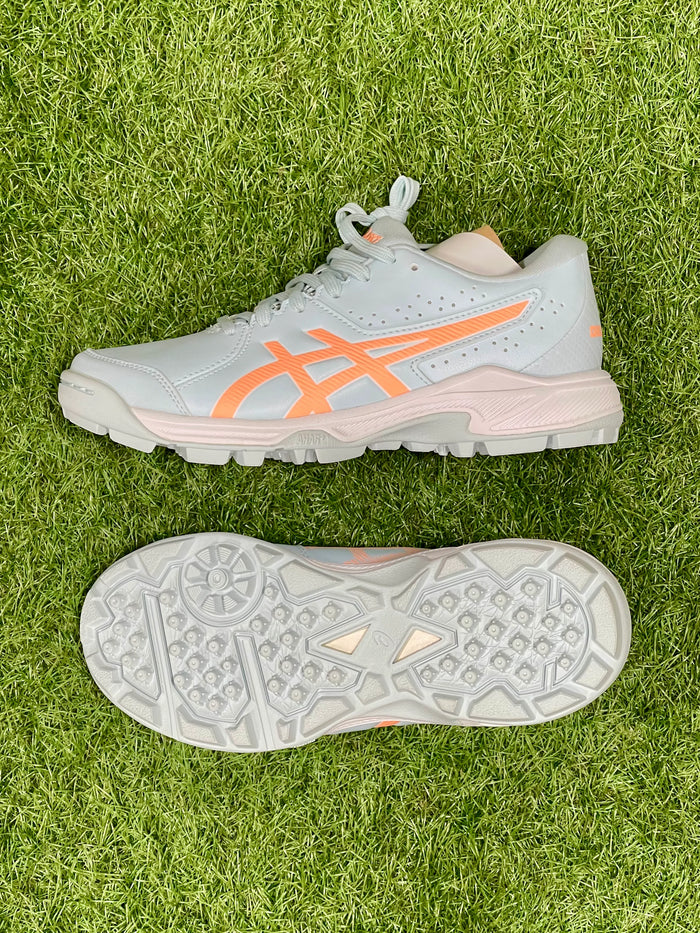 Asics Gel Peake 2 GS Rubber Cricket Shoes - Cool Grey/Bright Sunstone image 1