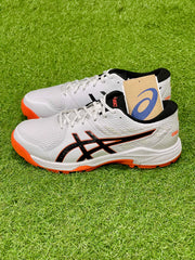Asics Gel Peake 2 Rubber Cricket Shoes - White/Orange Black image 2