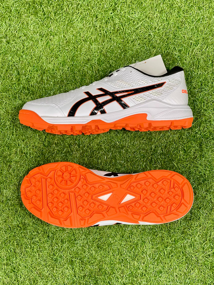 Asics Gel Peake 2 Rubber Cricket Shoes - White/Orange Black image 1