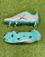 Gilbert Sidestep X15 LO 6 Stud Rugby Boots - Black/Aqua