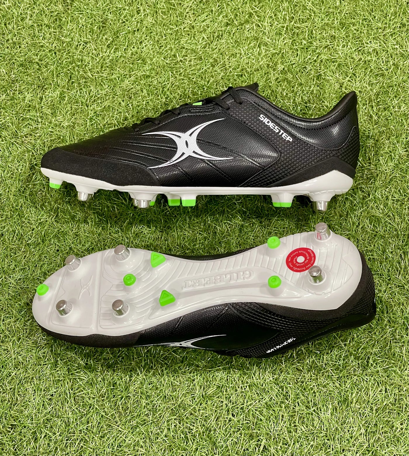Gilbert Sidestep X15 LO 6 Stud Rugby Boots - Black/White