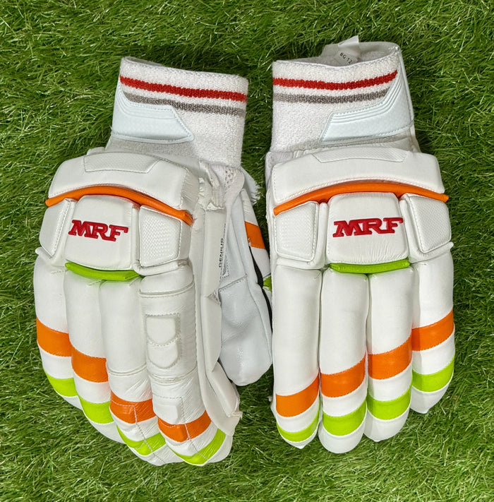 MRF Genius Master Class Orange/Green/White Cricket Batting Gloves